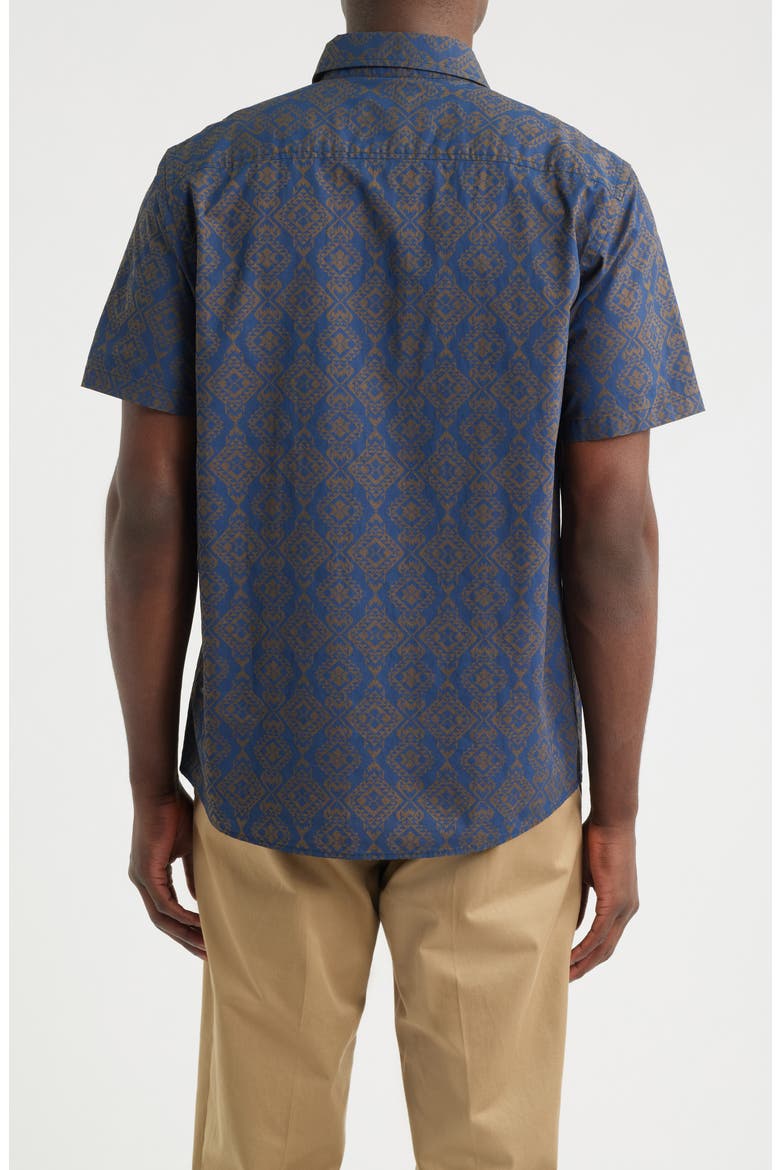 Shoreline Short Sleeve Cotton Button-Up Shirt, Alternate, color, ECHO BAY NAVY