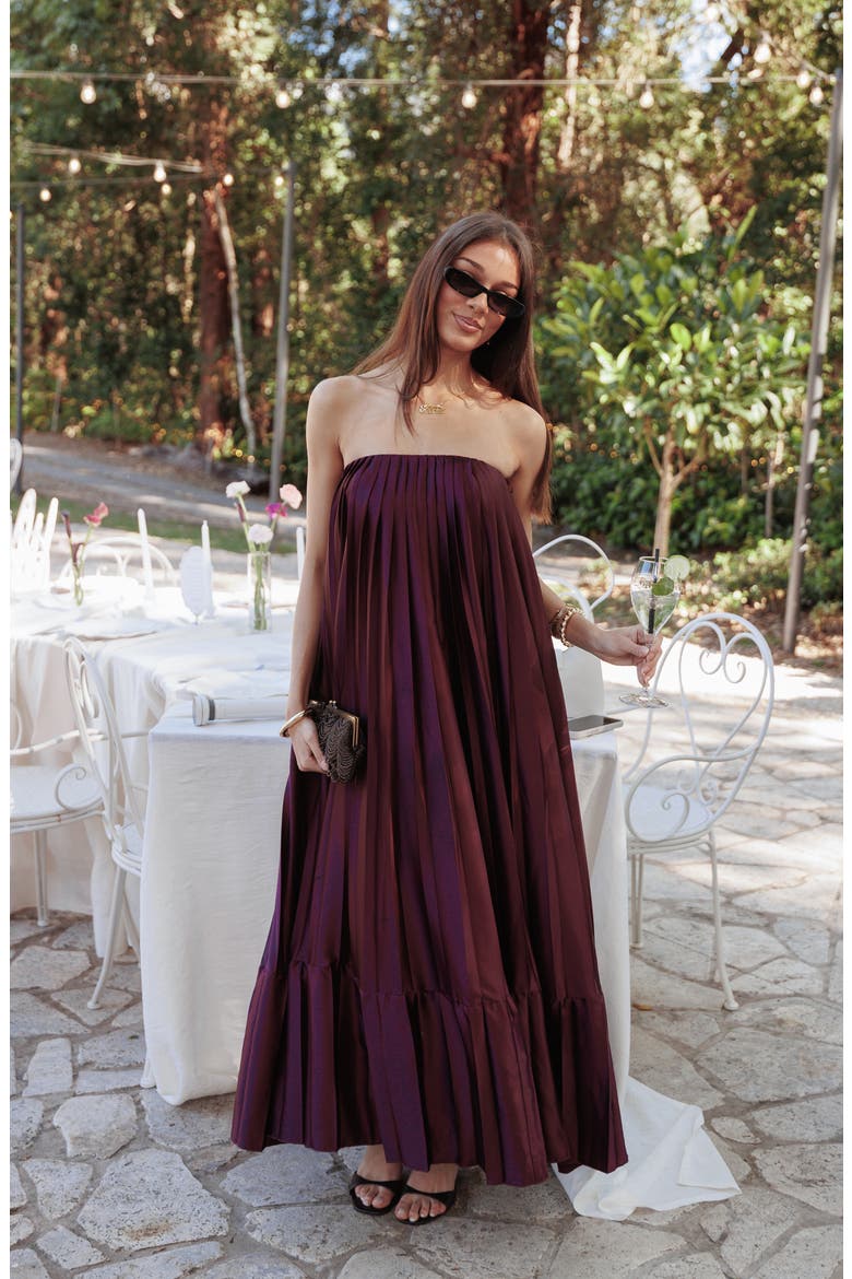 Nalania Strapless Maxi Dress, Alternate, color, SANGRIA RED