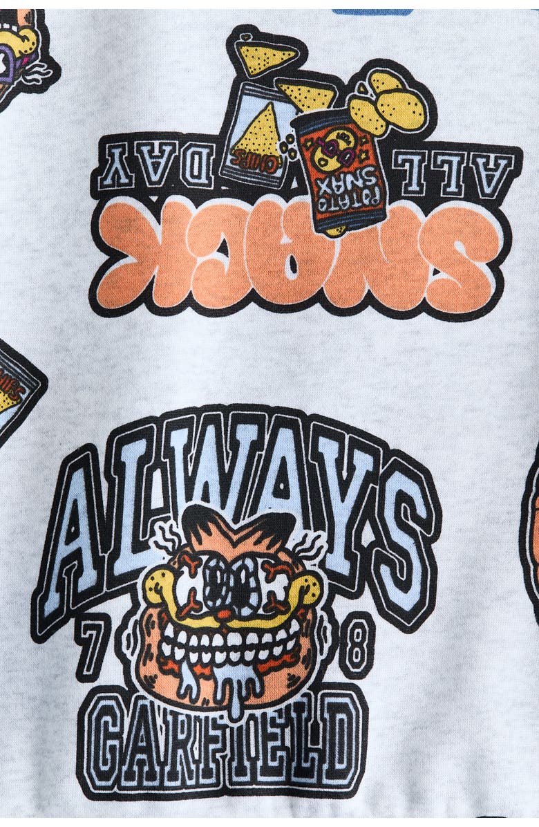 H&M Printed Sweatshirt, Alternate, color, Light Gray Melange/Garfield