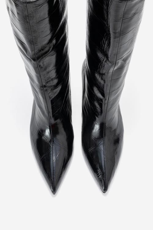 Prologue Shoes Crow Embossed Pointed Toe Boot In Multi