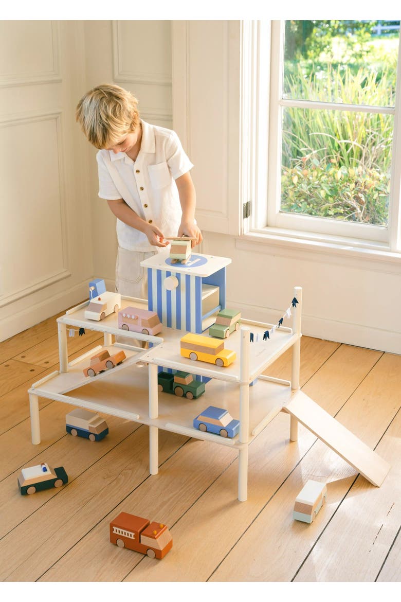 Oversized Wooden Parking Garage Playset, Alternate, color, Natural Wood