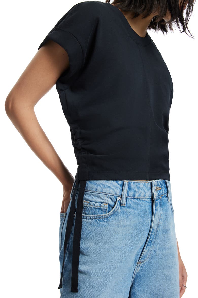 Mira Cinched Side T-Shirt, Alternate, color, BLACK