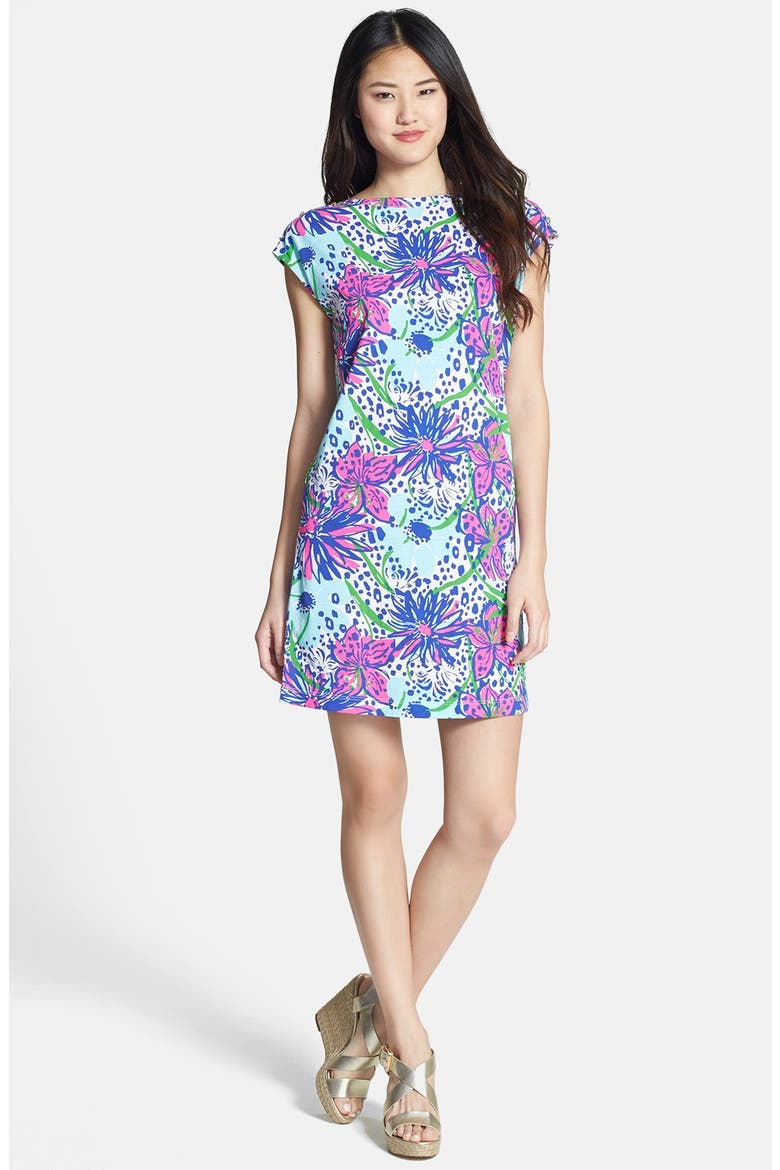 'Robyn' Print Cotton Shift Dress, Main, color, RESORT WHITE IN THE GARDEN