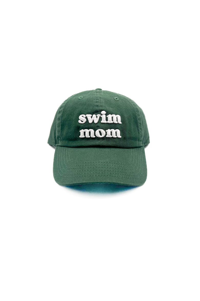 Swim Mom Baseball Hat, Main, color, Hunter Green