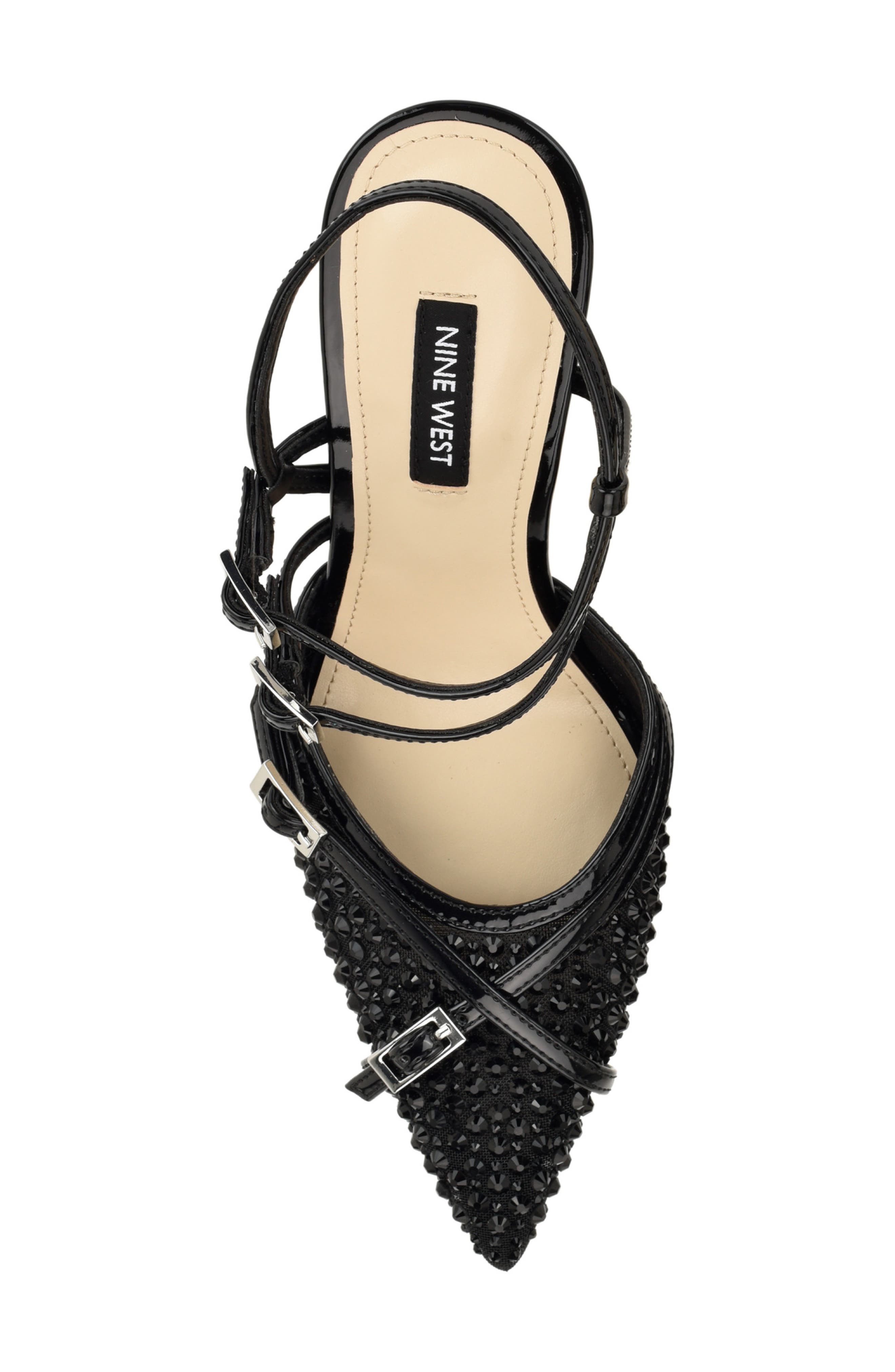 Pertee Crystal Embellished Ankle Strap Pump, Alternate, color, BLACK