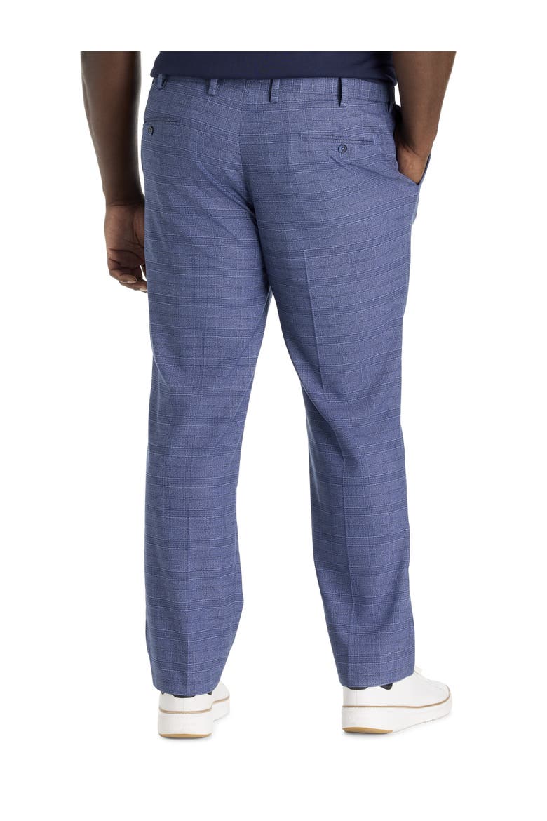Big & Tall Waist-Relaxer Plaid Flat-Front Dress Pants, Alternate, color, BLUE