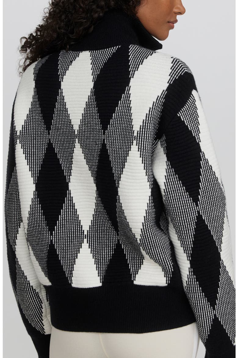 Karina Argyle Jacquard Knit Cardigan, Alternate, color, BLACK