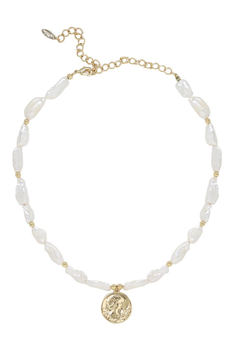 Cultured Pearl Pendant Necklace, Main, color, GOLD