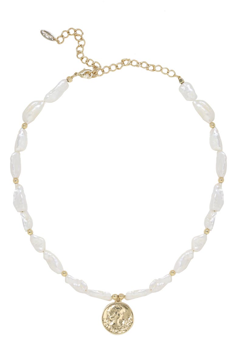 Ettika Cultured Pearl Pendant Necklace, Main, color,