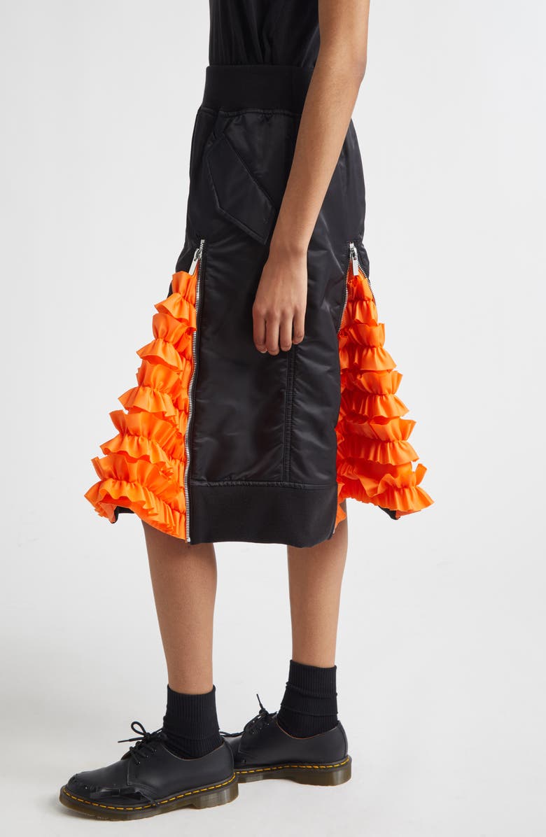 Noir Kei Ninomiya Nylon Twill Skirt, Alternate, color, Black