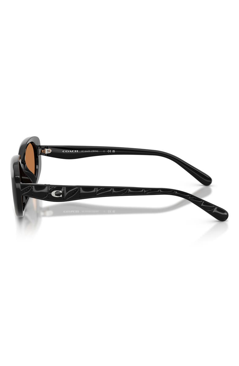 COACH 54mm Oval Sunglasses, Alternate, color, Black / Amber Solid