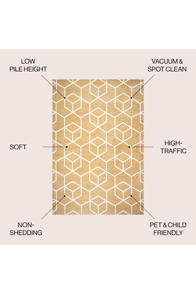 Tumbling Blocks Modern Geometric Area Rug, Alternate, color, Gold/White