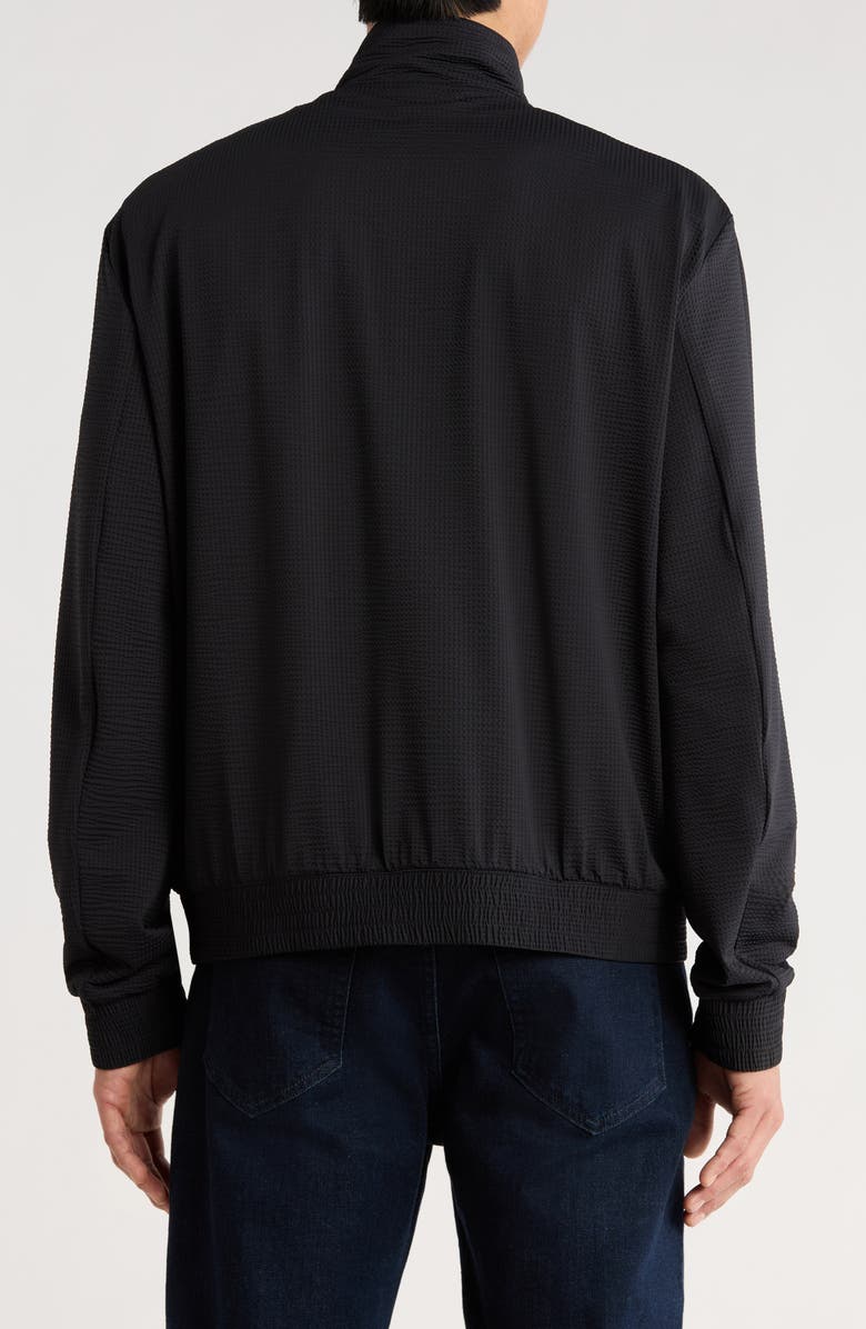 Emporio Armani Seersucker Bomber Jacket, Alternate, color, Solid Black