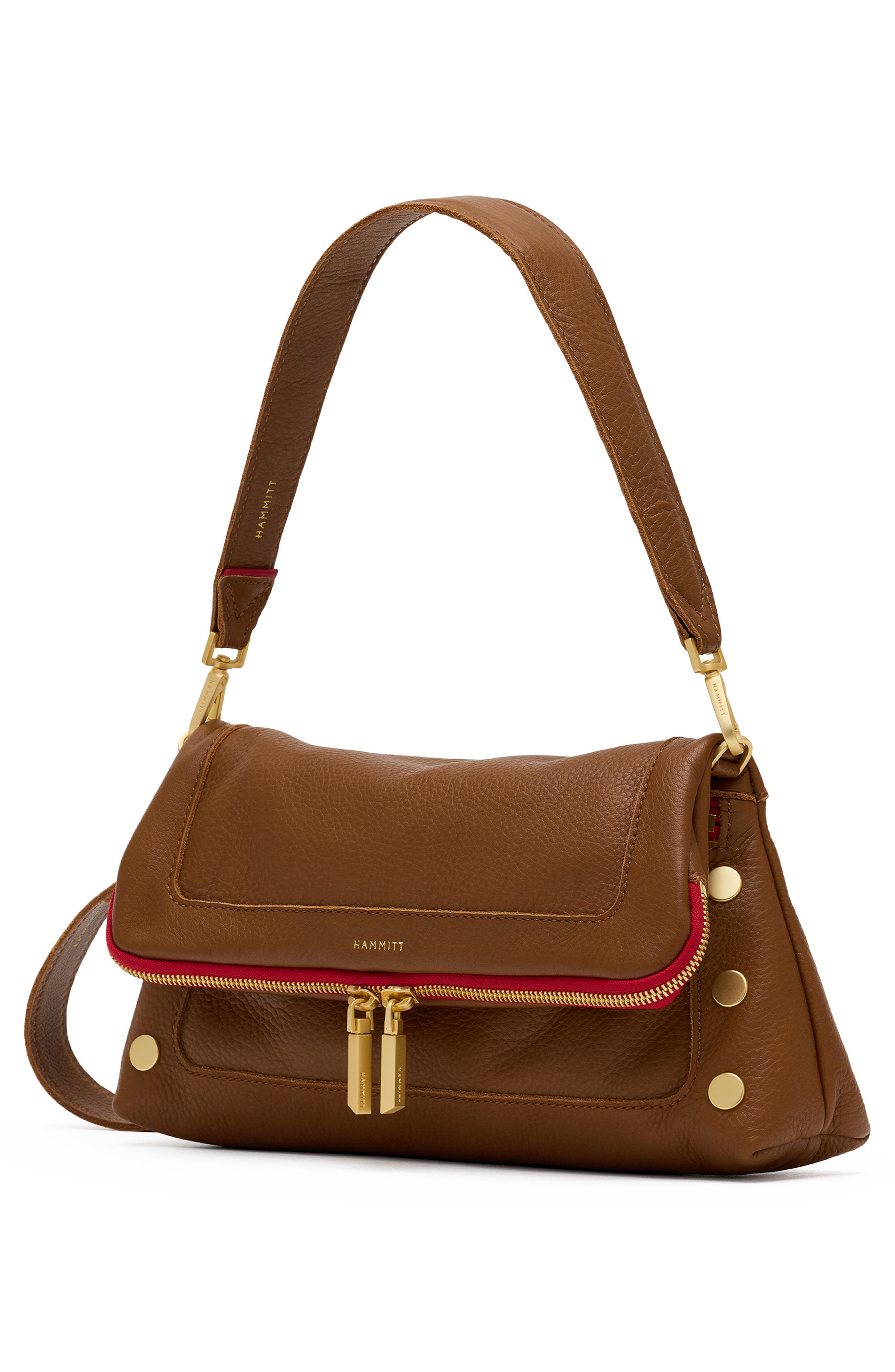 HAMMITT Medium Beverly Leather Shoulder Bag, Alternate, color, Mahogany Pebble