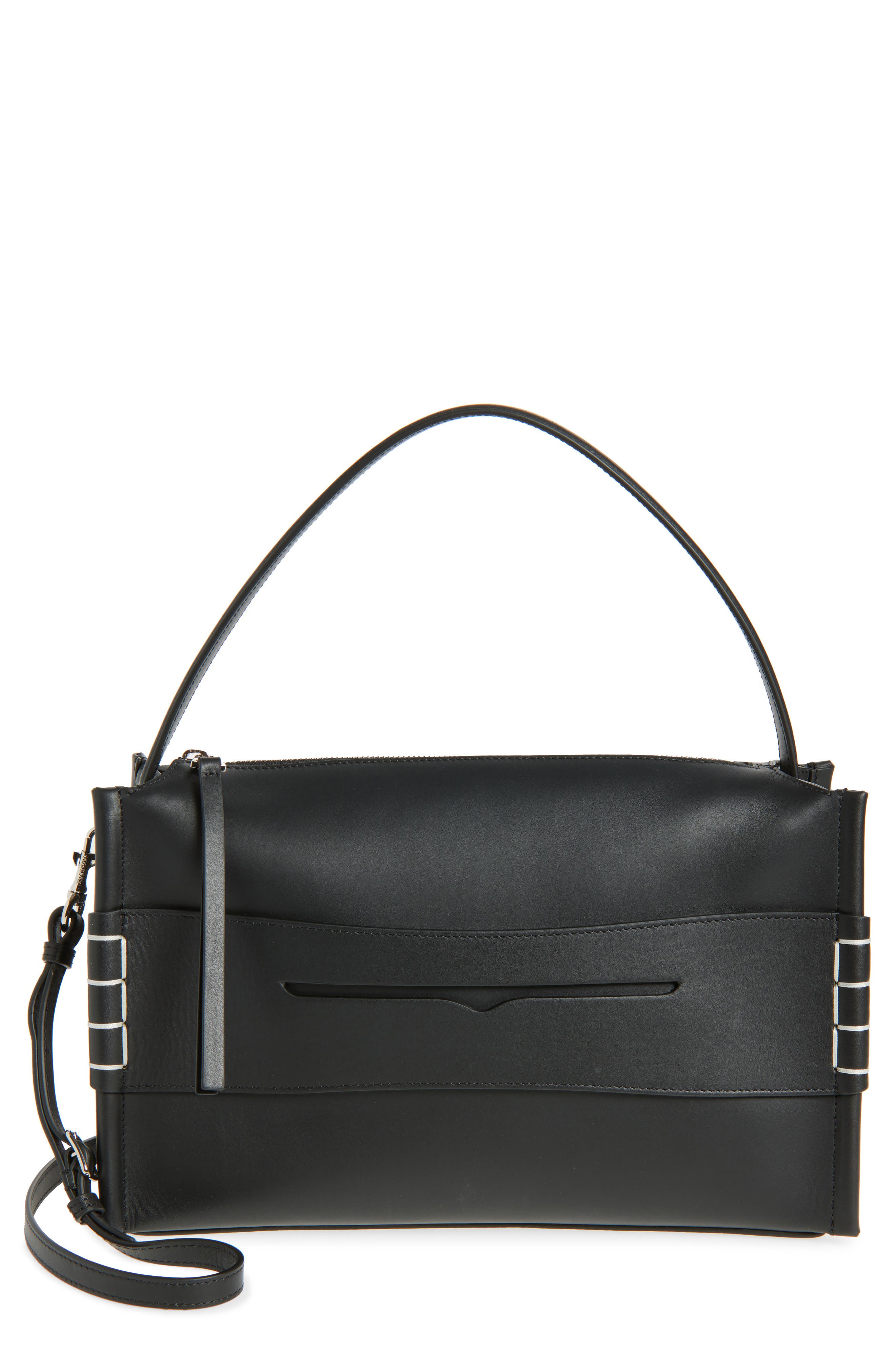 JW Anderson Medium Loafer Leather Shoulder Bag, Main, color, Black 999