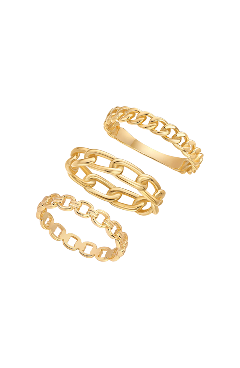 BY ADINA EDEN Solid Link Band Rings Combo Set, Main, color,