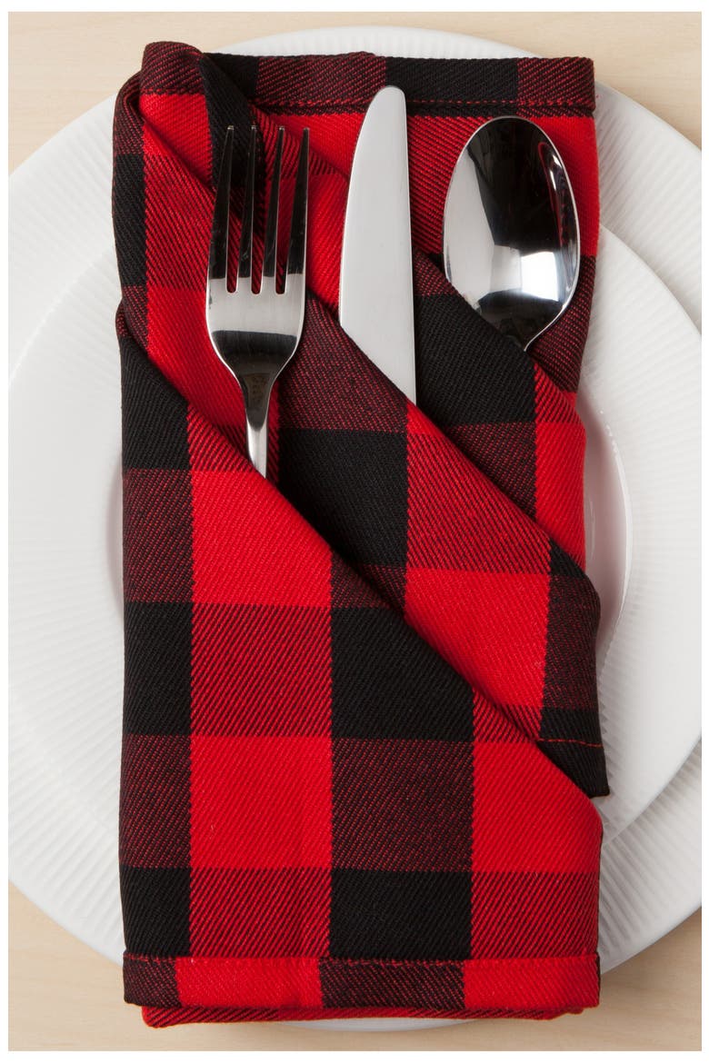 Set of 4 Buffalo Check Napkins, Alternate, color, RED BUFFALO CHECK