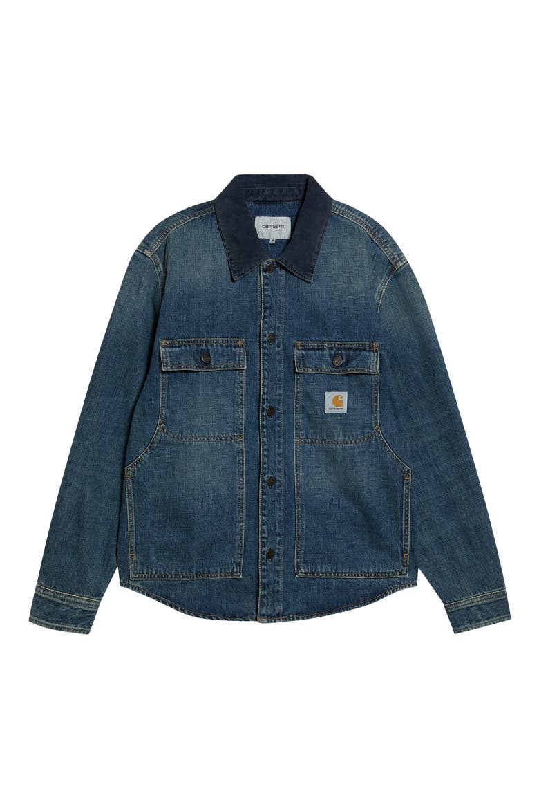 Oakland Cotton Denim Shirt Jacket, Main, color, BLUE / DARK NAVY