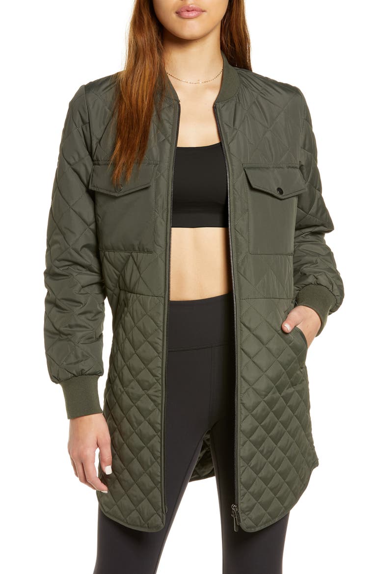 Quilted Recycled Polyester Jacket, Main, color, OLIVE