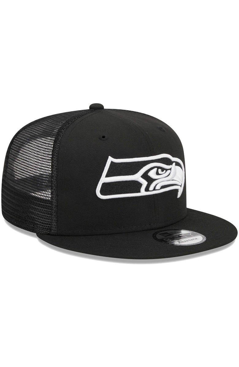 New Era Men's New Era Black Seattle Seahawks  Main Trucker 9FIFTY Snapback Hat, Alternate, color, 