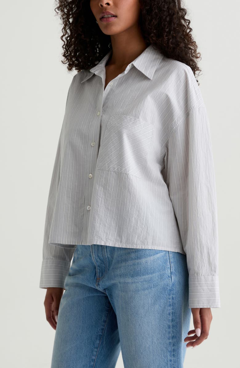 AG Kellen Relaxed Crop Button-Up Shirt, Alternate, color, Studio Stripe Sea Fog Multi
