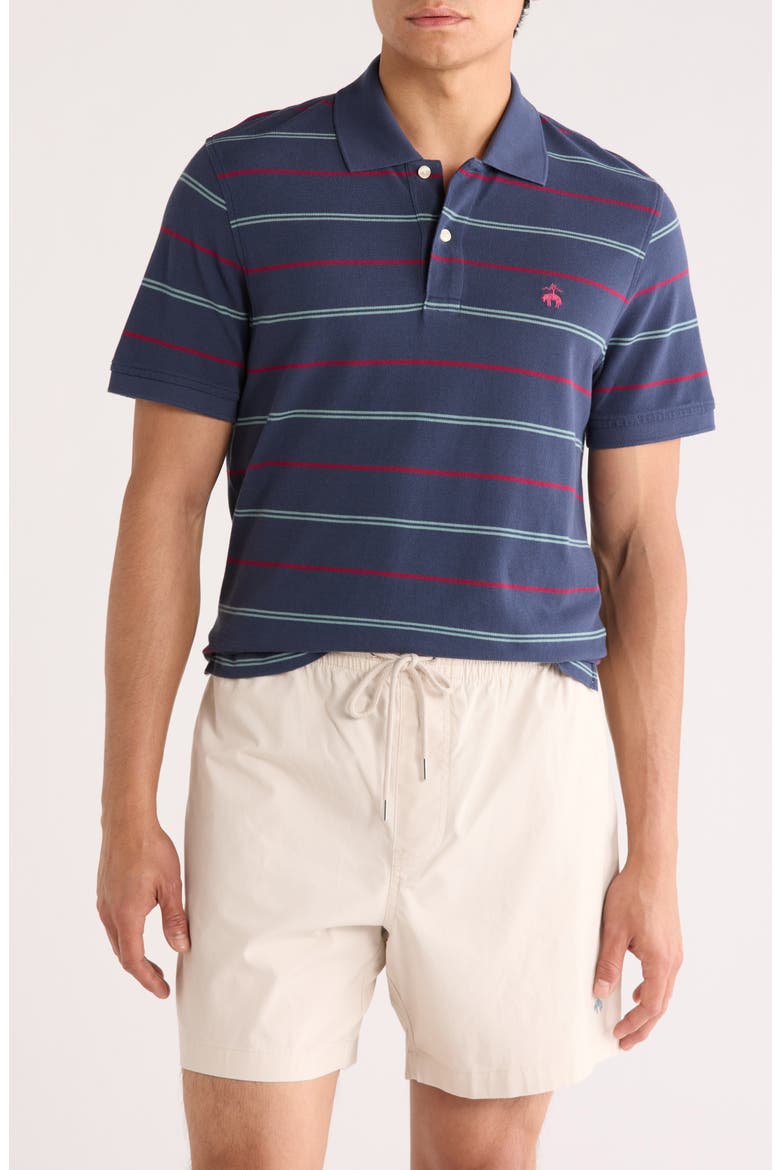 Stripe Cotton Piqué Polo, Main, color, NAVY MULTI