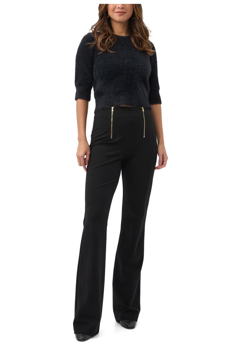 Trina Turk Maliah Fuzzy Elbow Sleeve Sweater, Alternate, color, Black