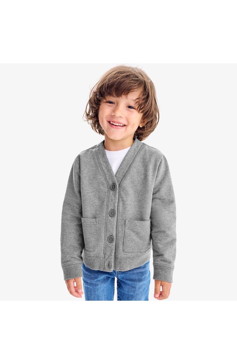 Primary Kids Sweatshirt Cardigan, Alternate, color, Heather Storm Gray