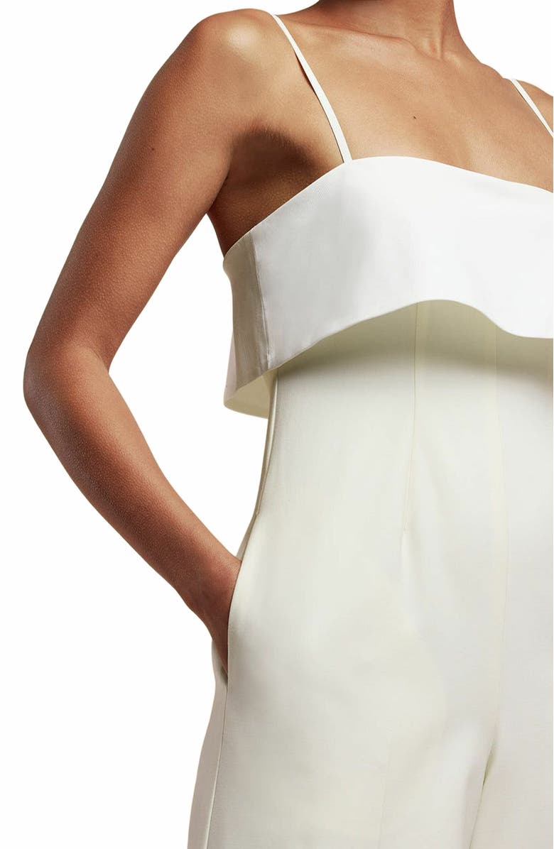 Rebecca Taylor Tuxedo Wide Leg Jumpsuit, Alternate, color, Ivory