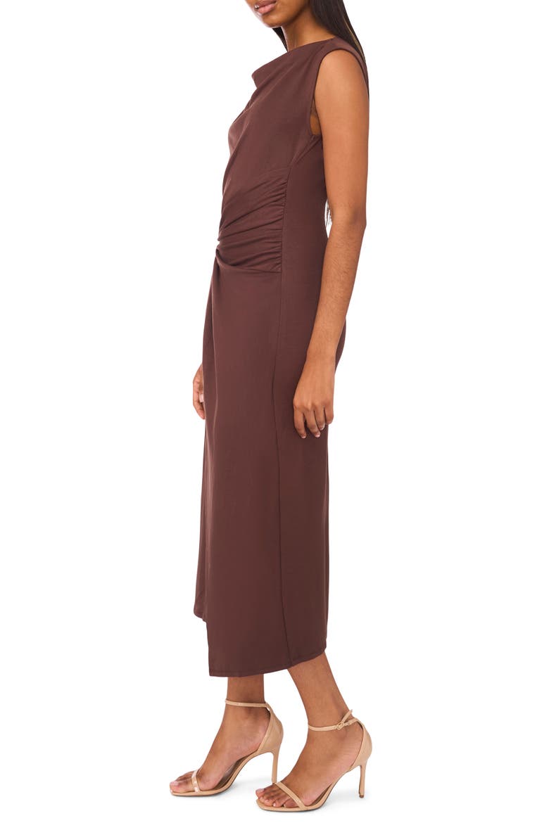 Asymmetric Shirred Waist Body-Con Dress, Alternate, color, HOT FUDGE