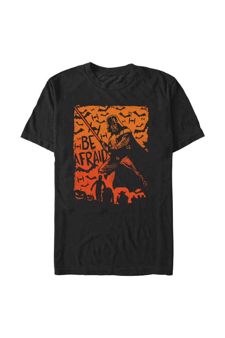 Mens Star Wars Halloween Darth Vader Be Afraid T Shirt, Main, color, Black