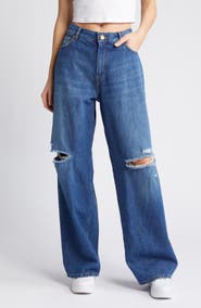 PURPLE BRAND Ripped Baggy Wide Leg Jeans