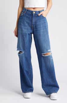 PURPLE BRAND Ripped Baggy Wide Leg Jeans