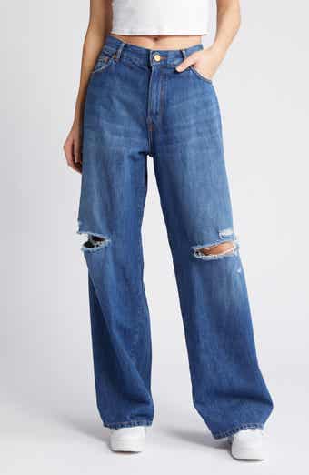 PURPLE BRAND Ripped Baggy Wide Leg Jeans