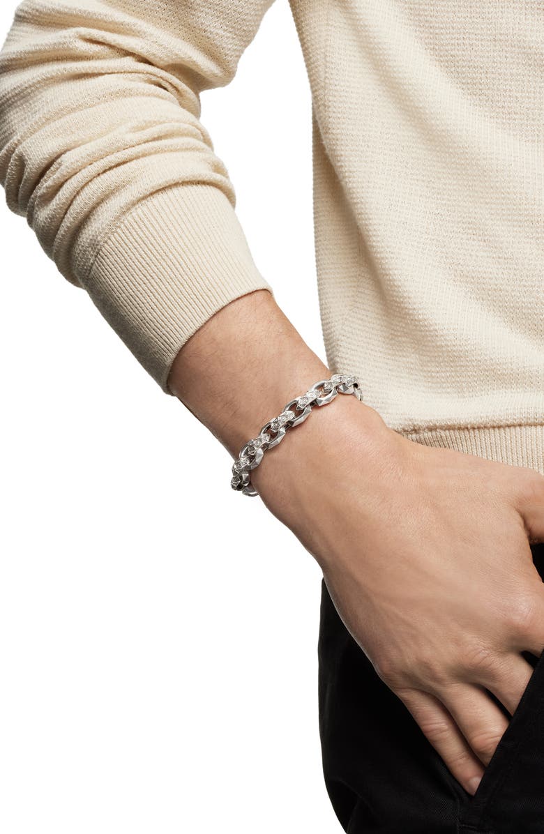 David Yurman Torqued Faceted Link Bracelet in Sterling Silver with Diamonds, 11.6mm, Alternate, color, 