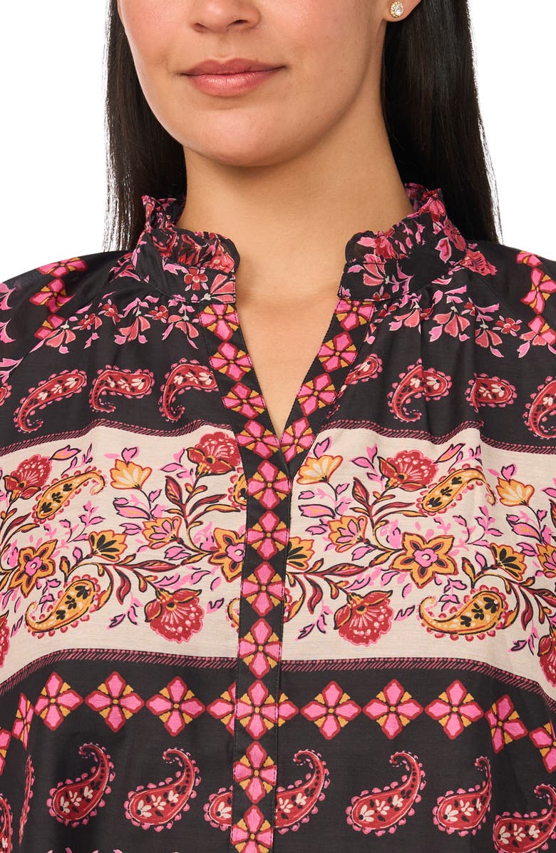 CeCe Ruffle Print Top, Alternate, color, Rich Black