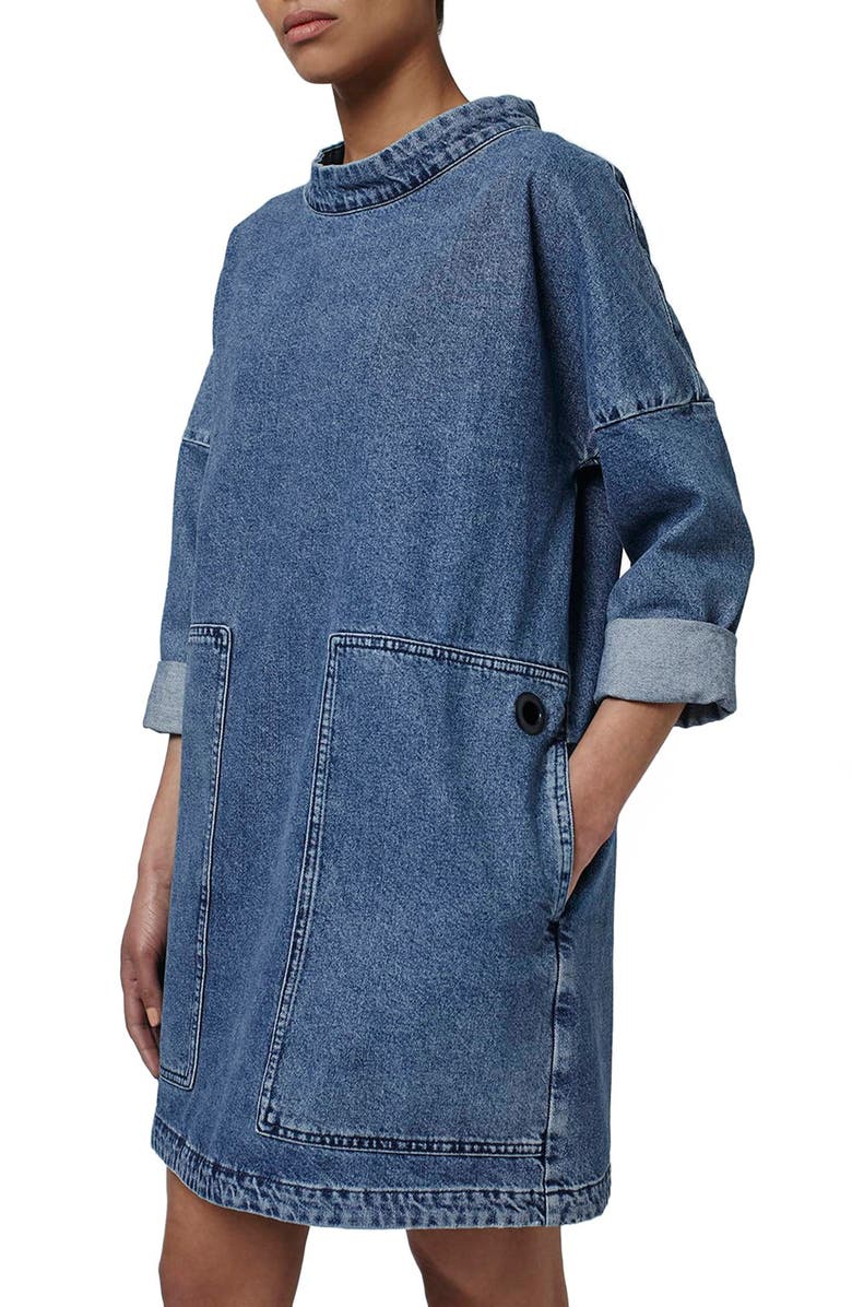 Topshop Boutique Denim Sailor Dress, Main, color, 