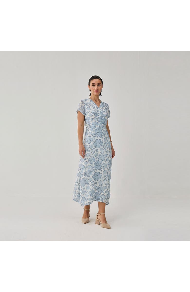 Reistor Soft Floral Wrap Midi Dress, Alternate, color, Porcelain Bloom
