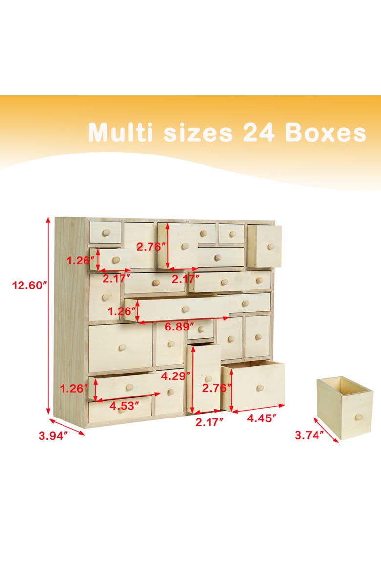 Wooden 24 Drawer Storage Cabinet - DIY Advent Calendar, Alternate, color, Beige