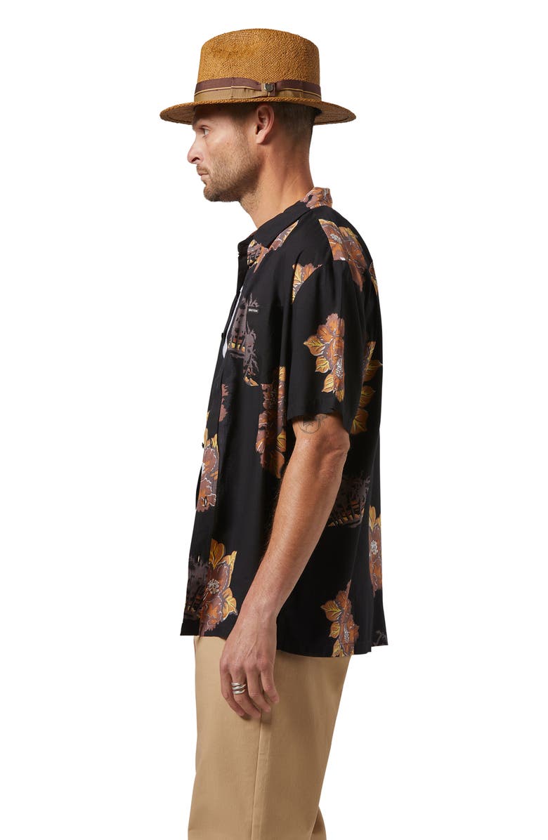 Brixton Roma Straw Fedora, Alternate, color, Coffee