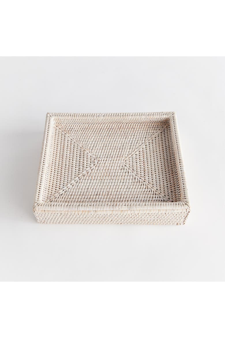 Burma Rattan Lidded Letter Storage Decorative Tray, Alternate, color, White