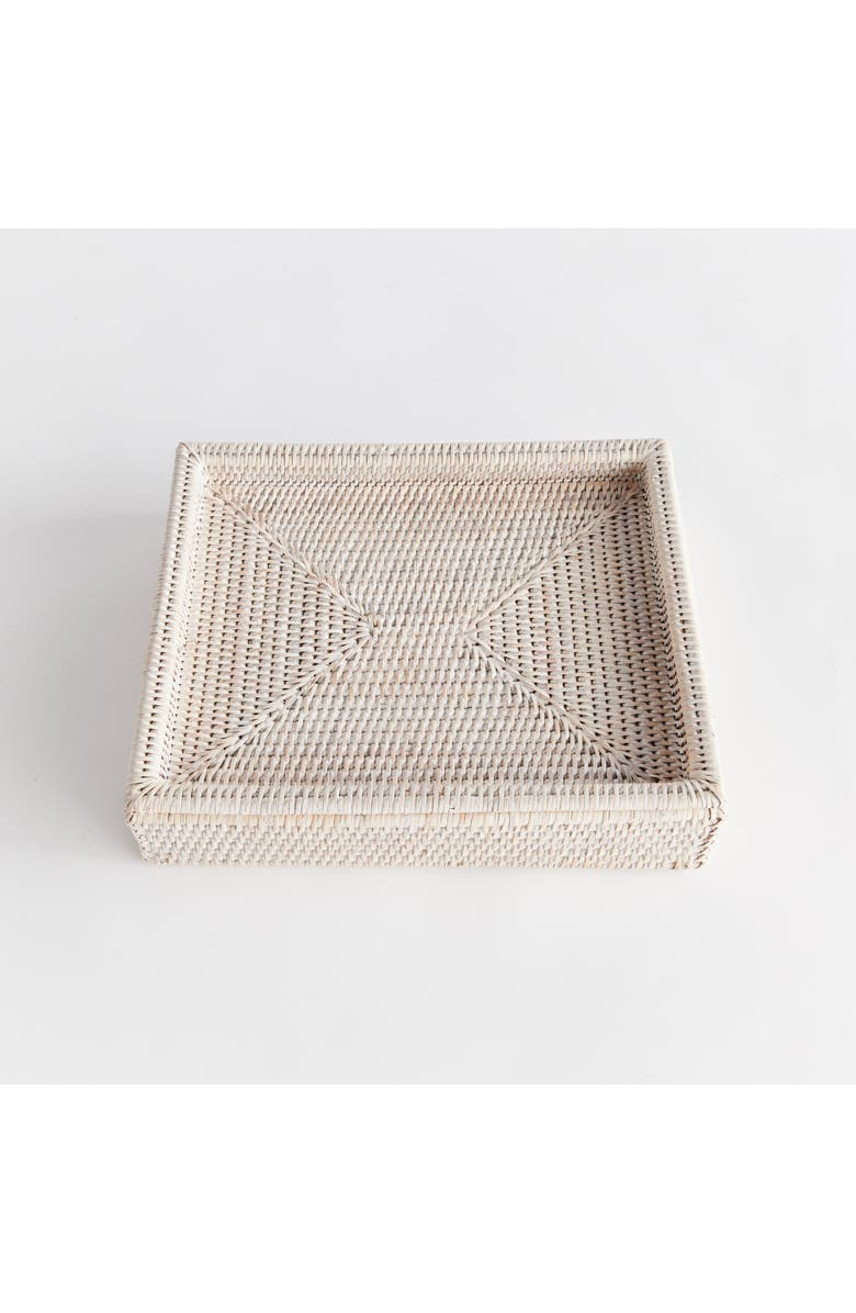 Napa Home & Garden Burma Rattan Lidded Letter Storage Decorative Tray, Alternate, color, White