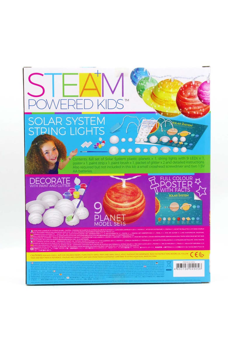 4M Steam Powered Kids Solar System String Lights Mini Planetarium, Alternate, color, Multicolored
