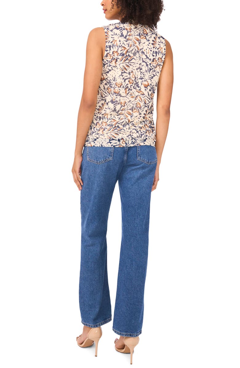 Halogen<sup>®</sup> Ditsy Cowl Neck Sleeveless Mesh Top, Alternate, color, Classic Navy