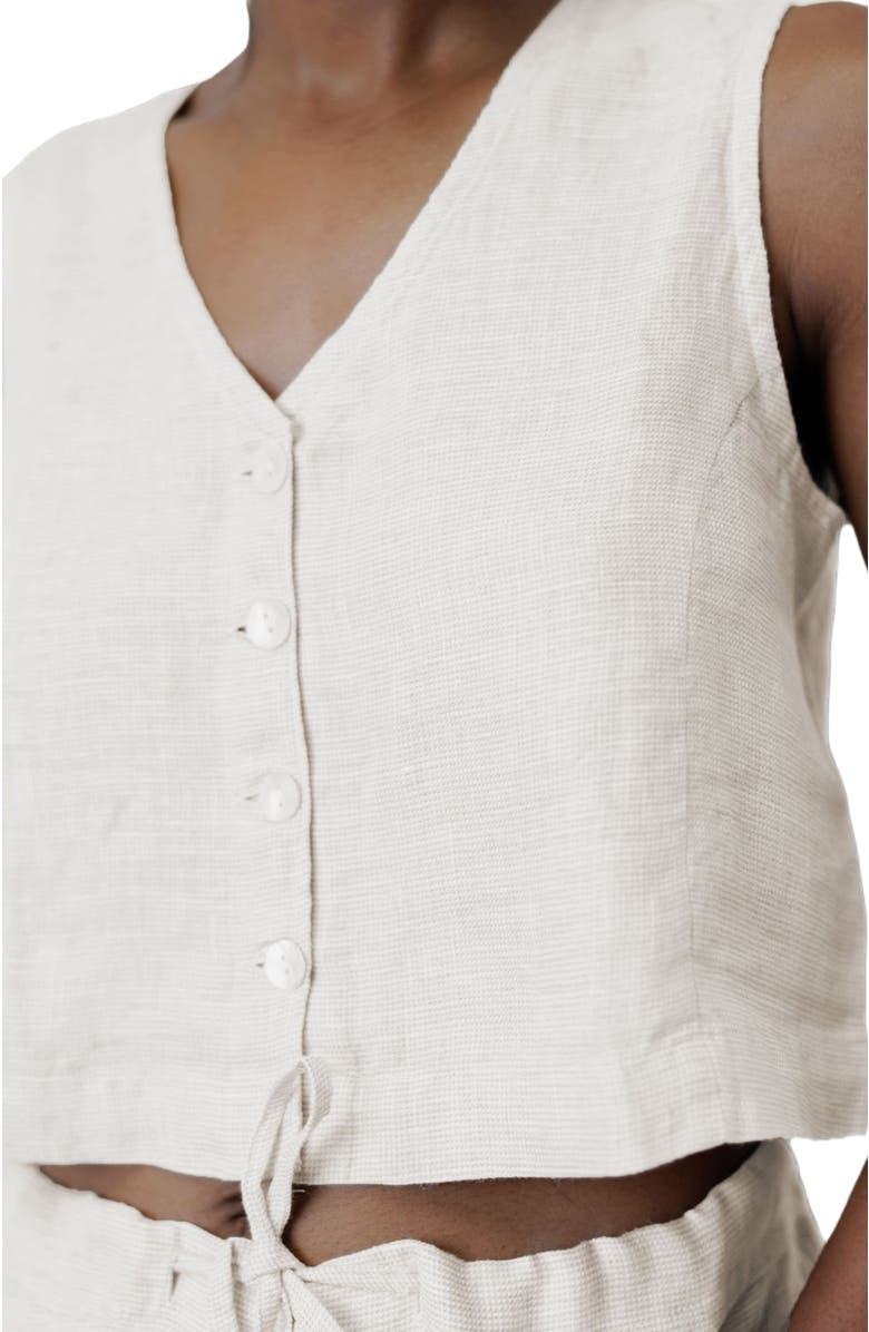 Reistor Linen Cropped Vest Set, Alternate, color, 