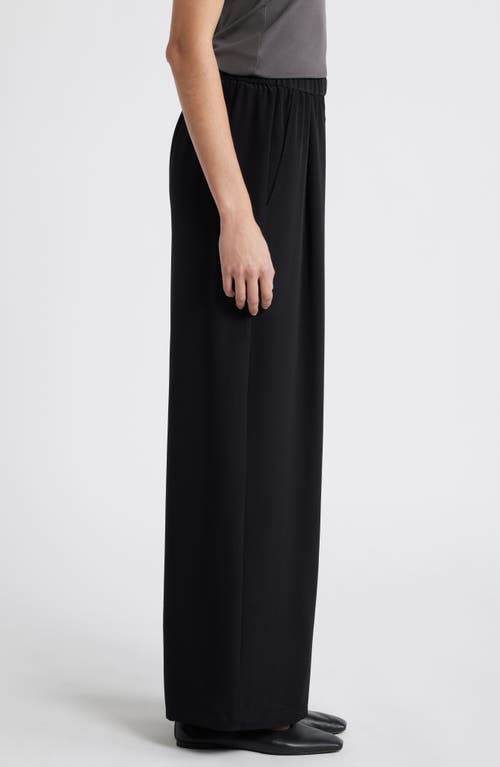 Eileen Fisher Pleated Wide Leg Silk Pants In Black