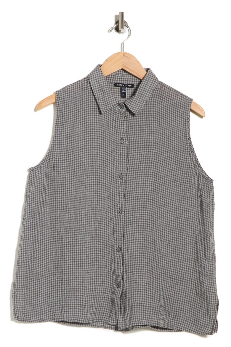 Classic Collar Sleeveless Organic Cotton Button-Up Shirt, Alternate, color, GEYSER