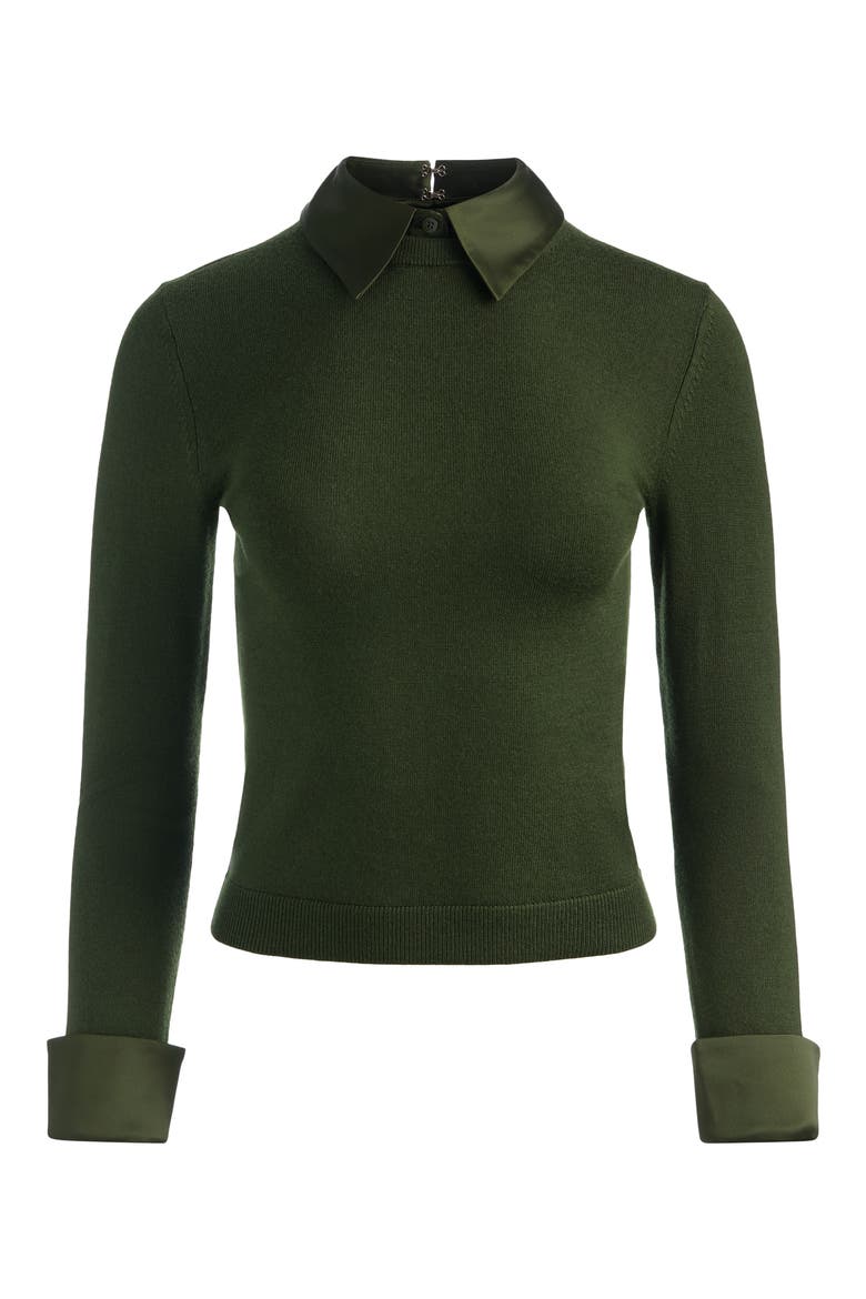 Porla Collared Sweater, Alternate, color, DARK FERN