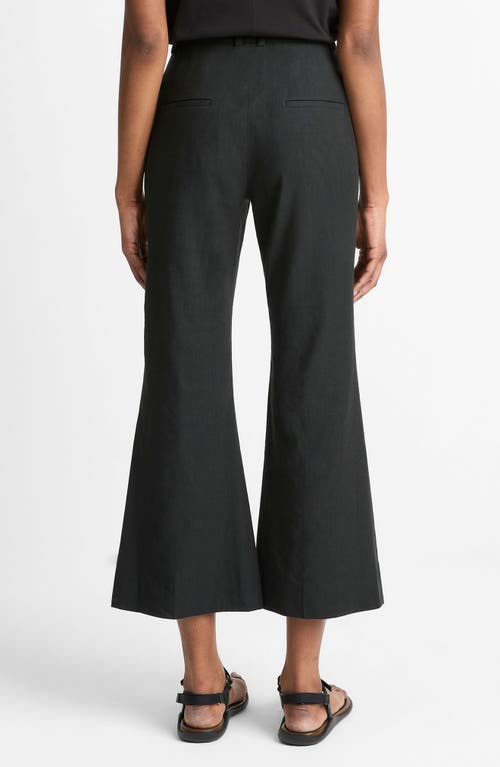 Shop Vince Linen Blend Crop Flare Pants In Black