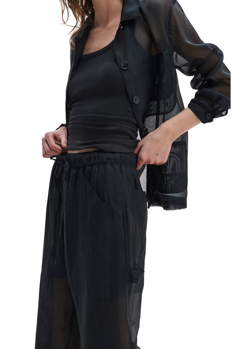 Atlas Organza Utility Pants, Alternate, color, BLACK